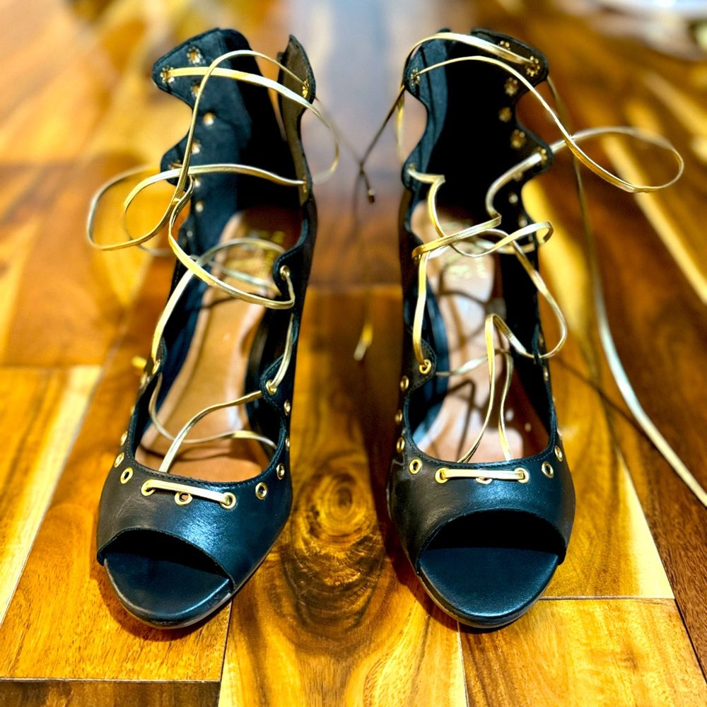 Le Chateau size 37, Open Toe Corset Lace Up Stiletto High Heels